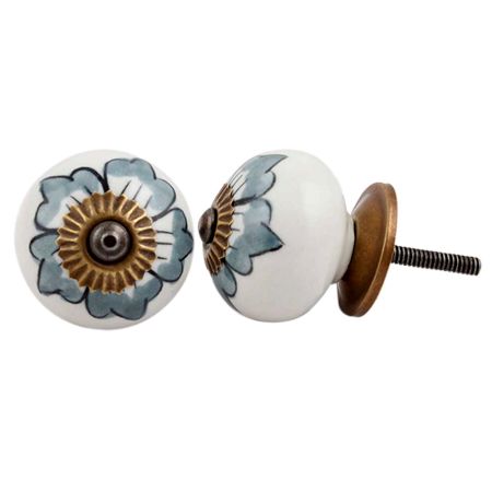 Grey Hibiscus Flower Knob